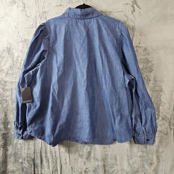 Eloquii Sz 24 Blue Blouse Cotton NEW - Picture 3 of 9